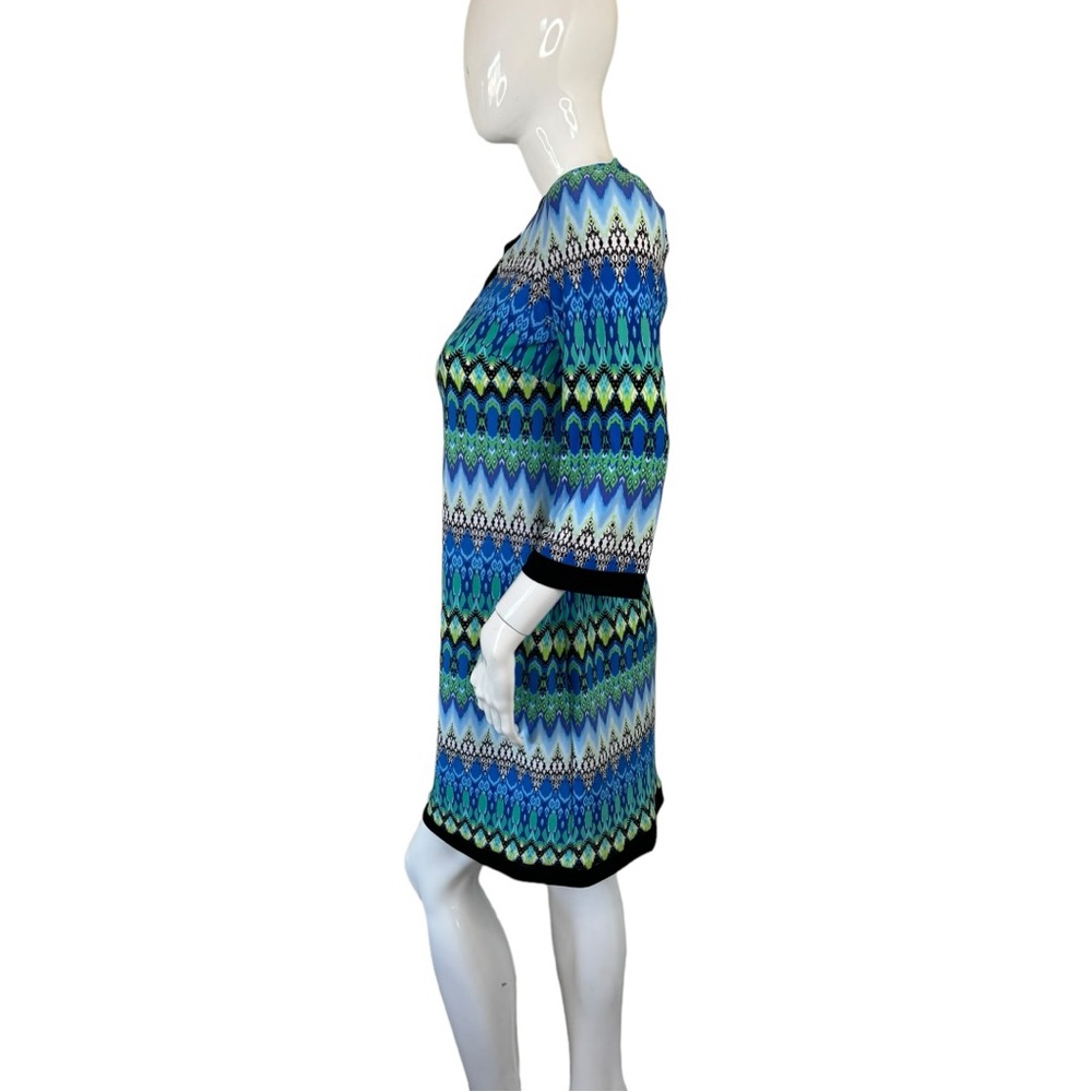 Sandra Darren Multi Color Pattern Shift Dress Str… - image 4